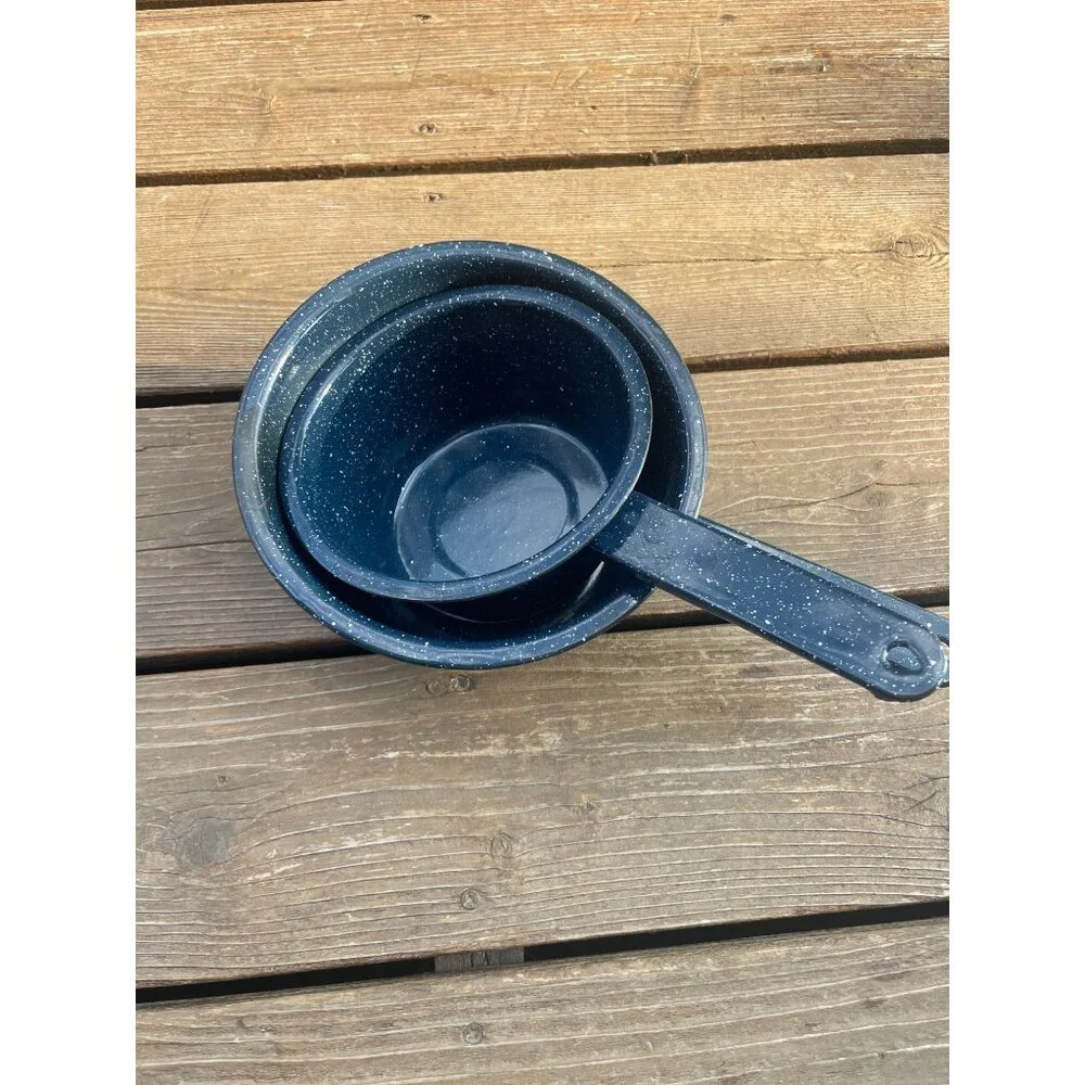 Graniteware Blue Grainiteware Speckled Saucepan Set 1.5 & 1 Quart